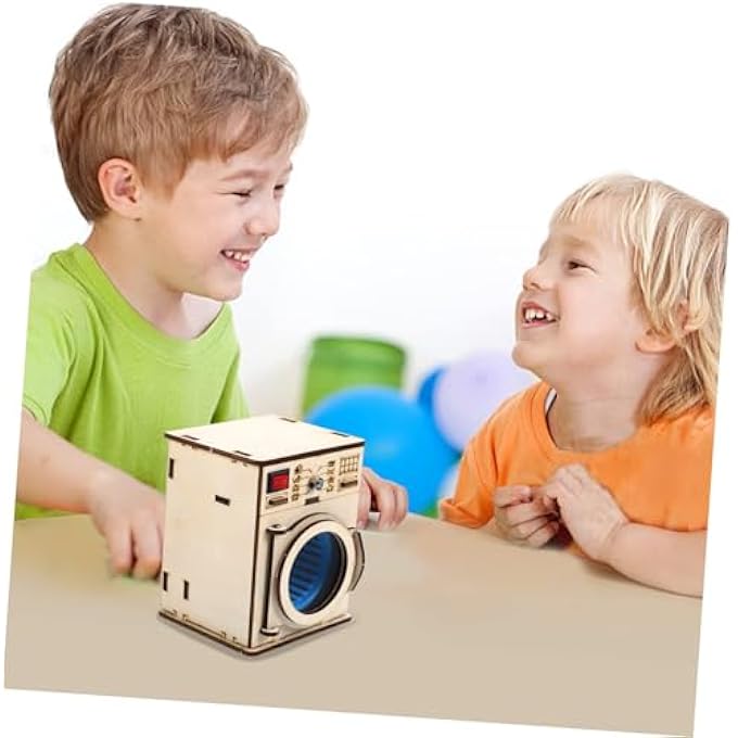 1 SET DIY TECHNOLOGY MATERIALS SCIENCE KITS, WOODEN JIGSAW PUZZLES, 3D PUZZLES DIY PROJECTS, SCIENCE EXPERIMENT WOODEN JIGSAWS KIT KIDS WASHING MACHINE, STEM PROJECTS SCIENCE KITS CRAFTS - Image 3